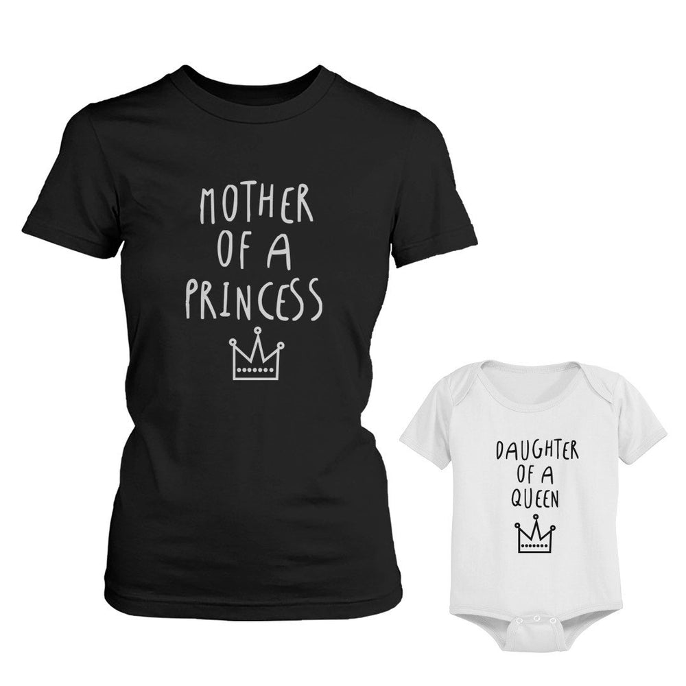 Mother Of Princess Mom, Daughter Of Queen Baby Girl Bodysuit Matching Outfits