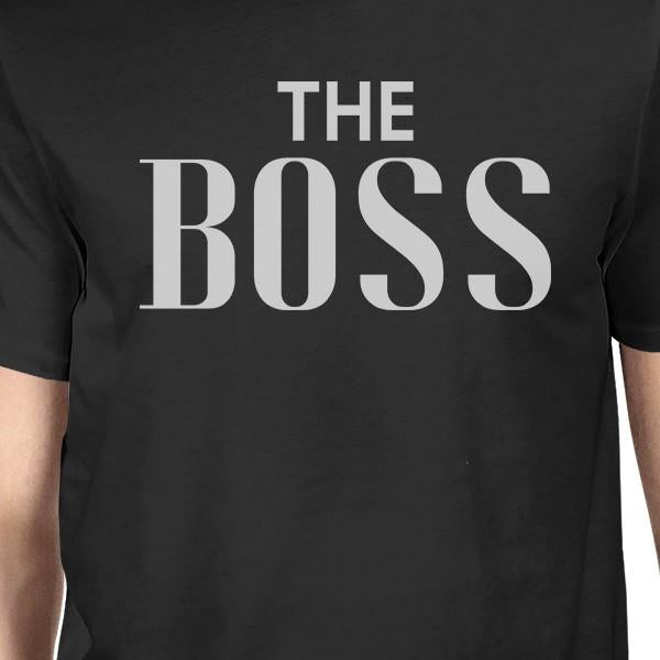 The Real Boss Black Matching Graphic T-Shirts For Dad and Baby Boy