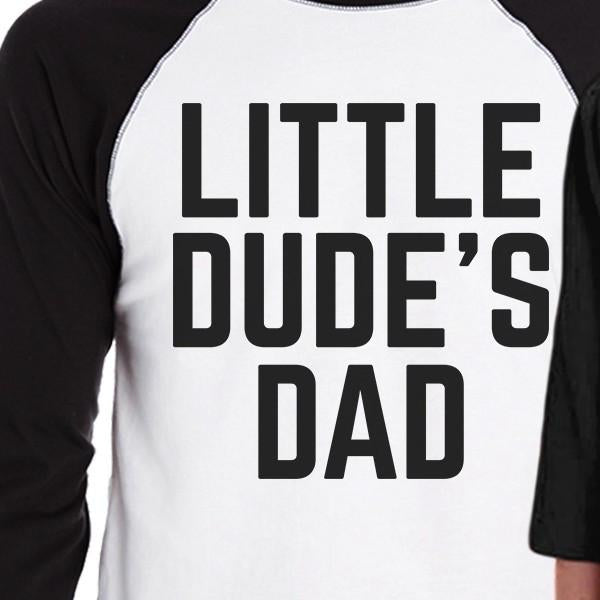 Little Dude Funny Matching Baseball Tees Gifts For Dad and Baby Boy