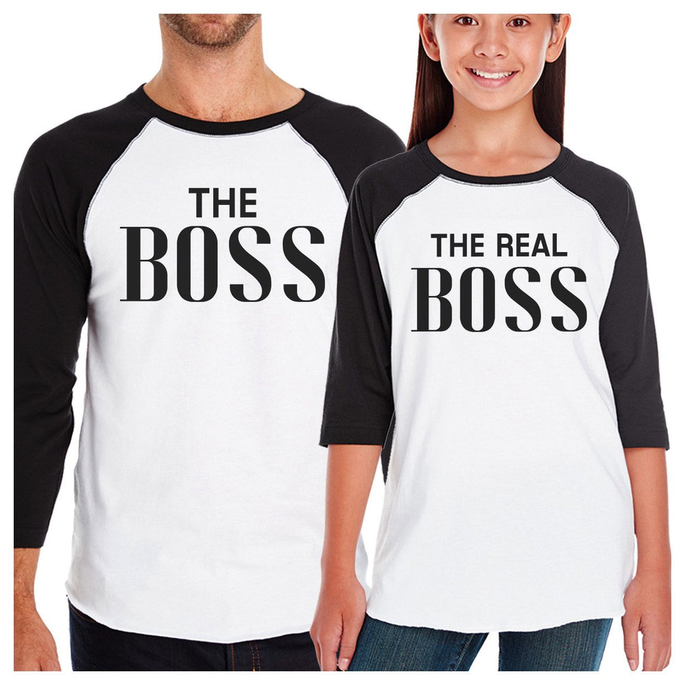 The Real Boss 3/4 Sleeve Raglan T-Shirt Funny Fathers Day Gift Idea