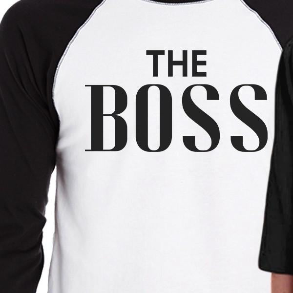 The Real Boss 3/4 Sleeve Raglan T-Shirt Funny Fathers Day Gift Idea