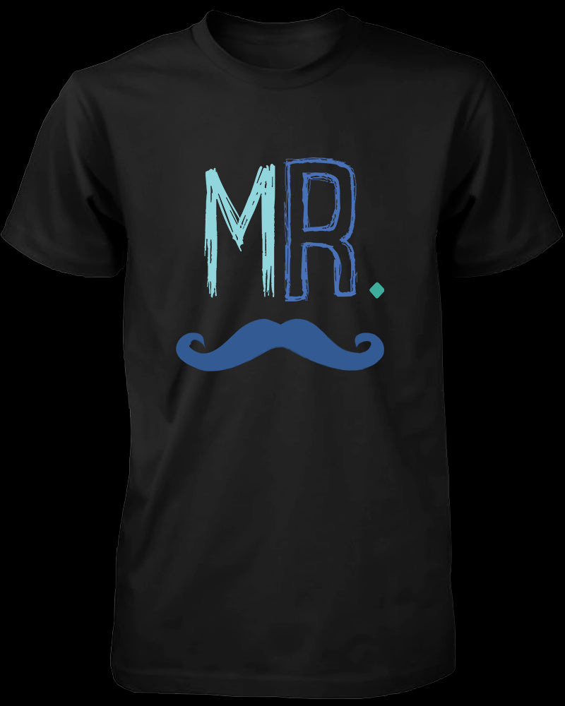 Mr. Blue Mustache & Mrs. Pink Lips Matching Couple Shirts (Set)