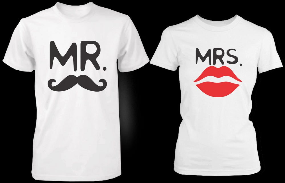 Mr. Mustache & Mrs. Lips Matching Couple Shirts (Set)