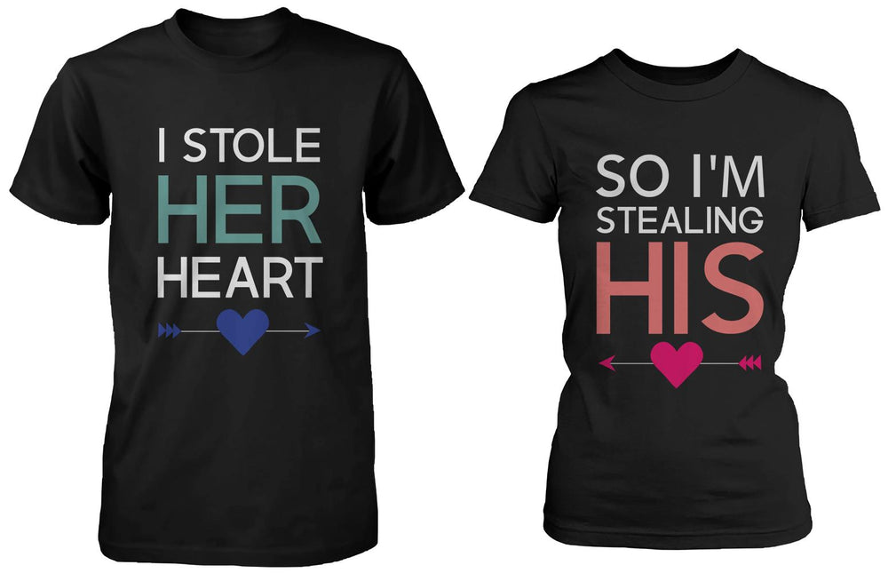 I Stole Her Heart So I'm Stealing Heart Matching Couple Shirts (Set)