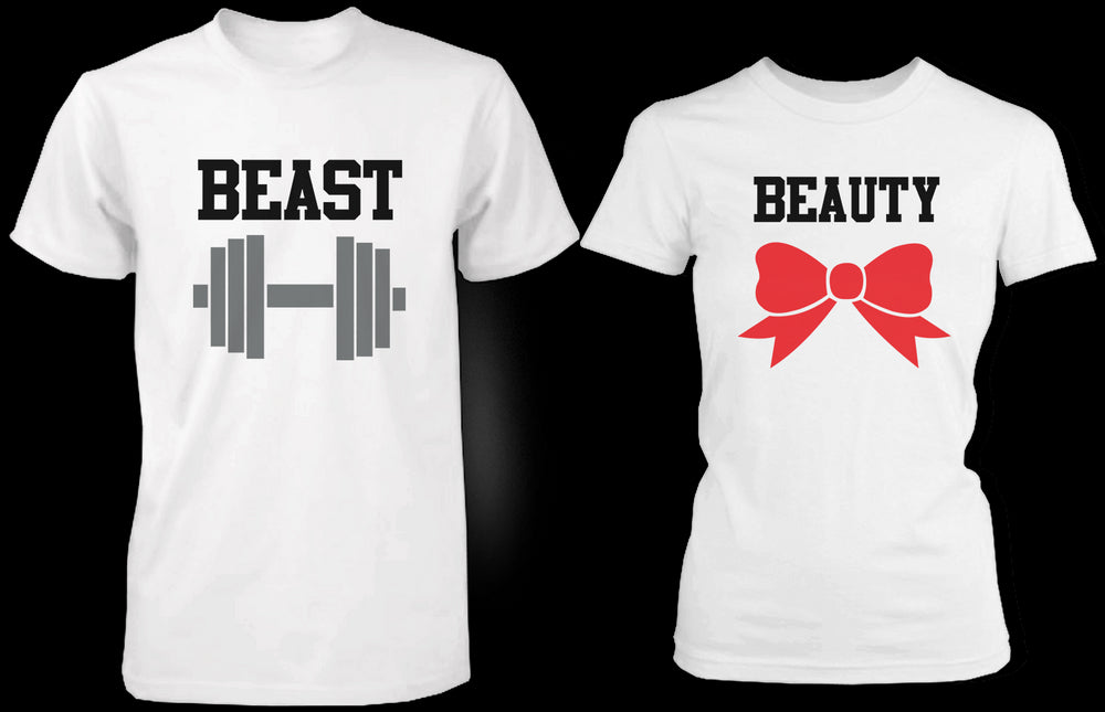 Beauty & Beast White Matching Couple Shirts (Set)