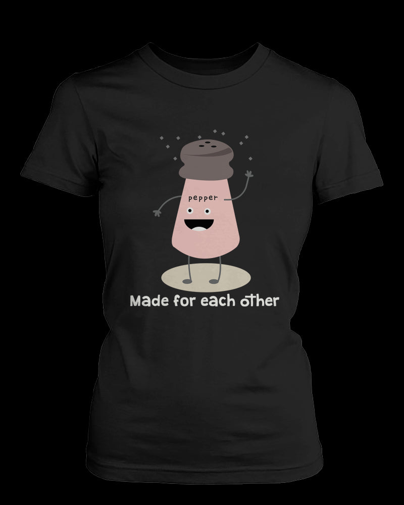 Salt & Pepper Made for Each Other Matching Couple Shirts (his & hers Set)