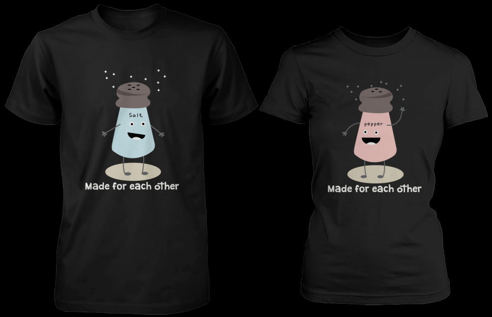 Salt & Pepper Made for Each Other Matching Couple Shirts (his & hers Set)