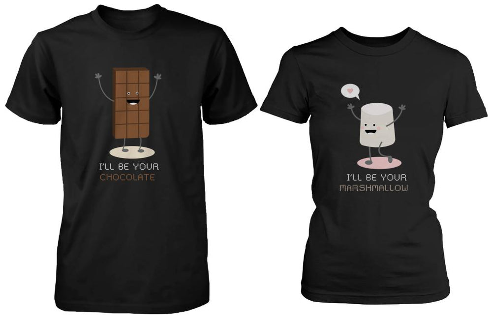 I'll Be Your Chocolate & I'll Be Your Marshmallow Matching Couple Shirts (his & hers Set)