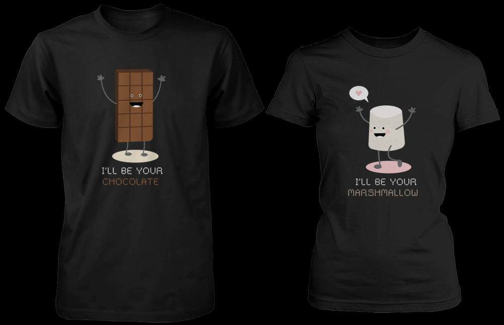 I'll Be Your Chocolate & I'll Be Your Marshmallow Matching Couple Shirts (his & hers Set)