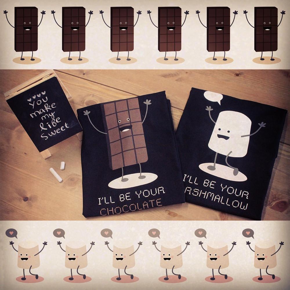 I'll Be Your Chocolate & I'll Be Your Marshmallow Matching Couple Shirts (his & hers Set)