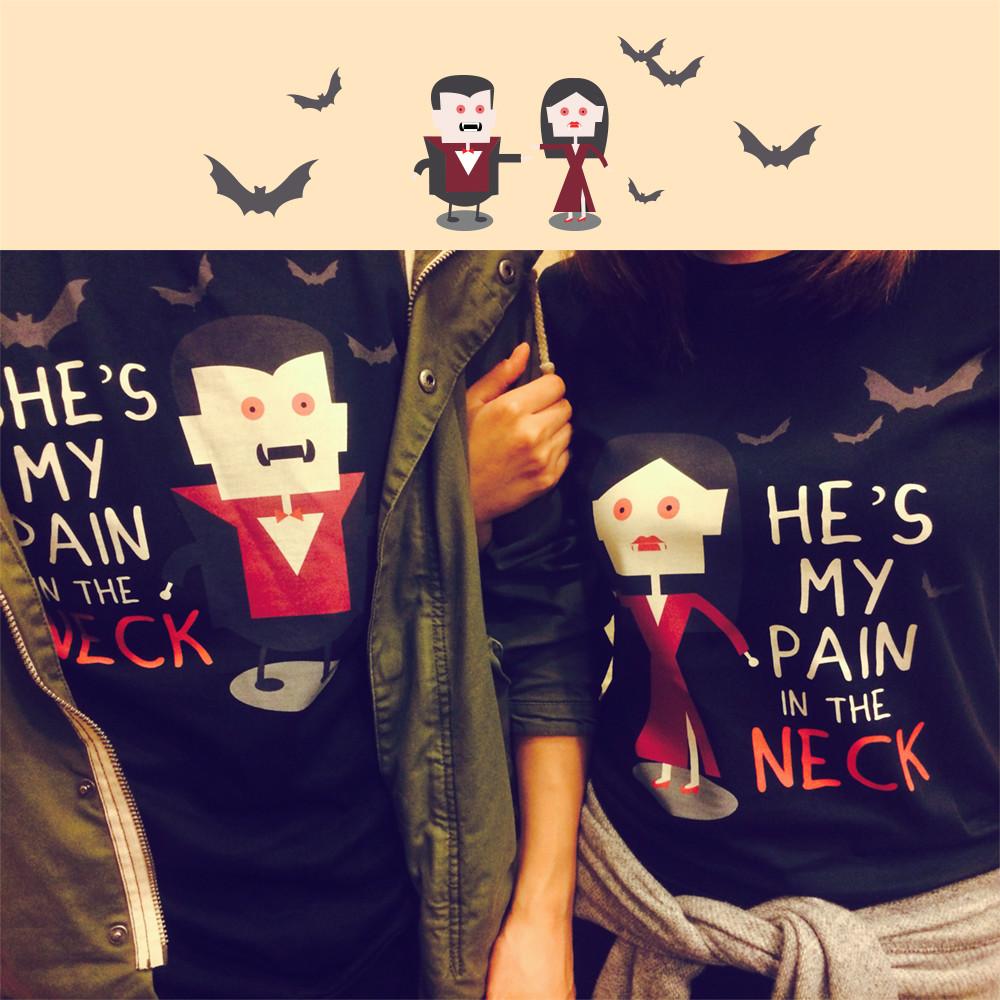 Pain In the Neck Matching Vampire Couple Shirts (Set)