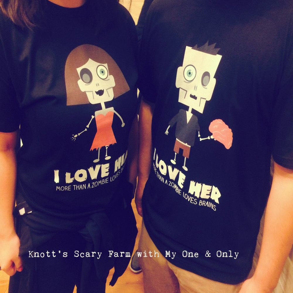 Love You More Than a Zombie Loves Brains Matching Couple Shirts (Set)