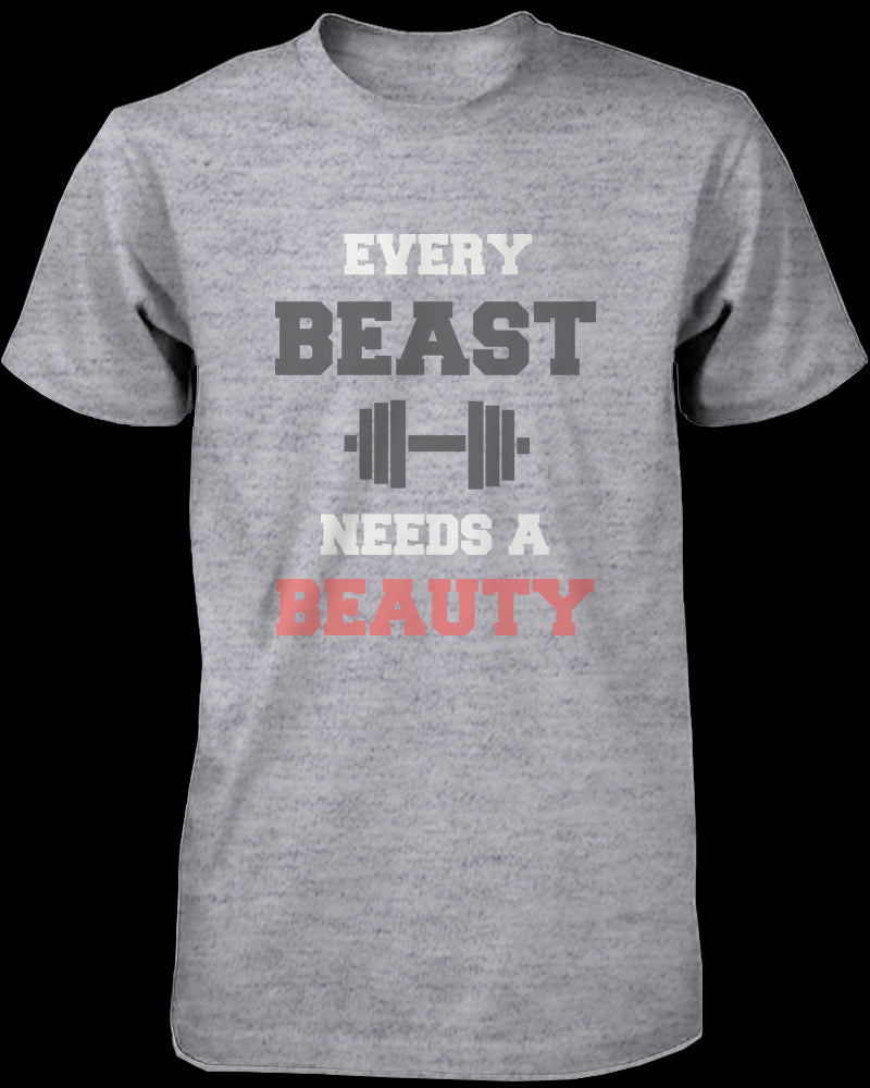 Every Beauty Needs A Beast Matching Couple Shirts in Grey (Set)