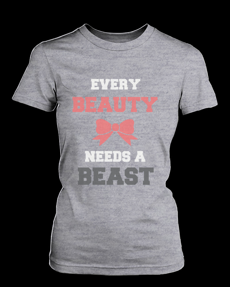 Every Beauty Needs A Beast Matching Couple Shirts in Grey (Set)