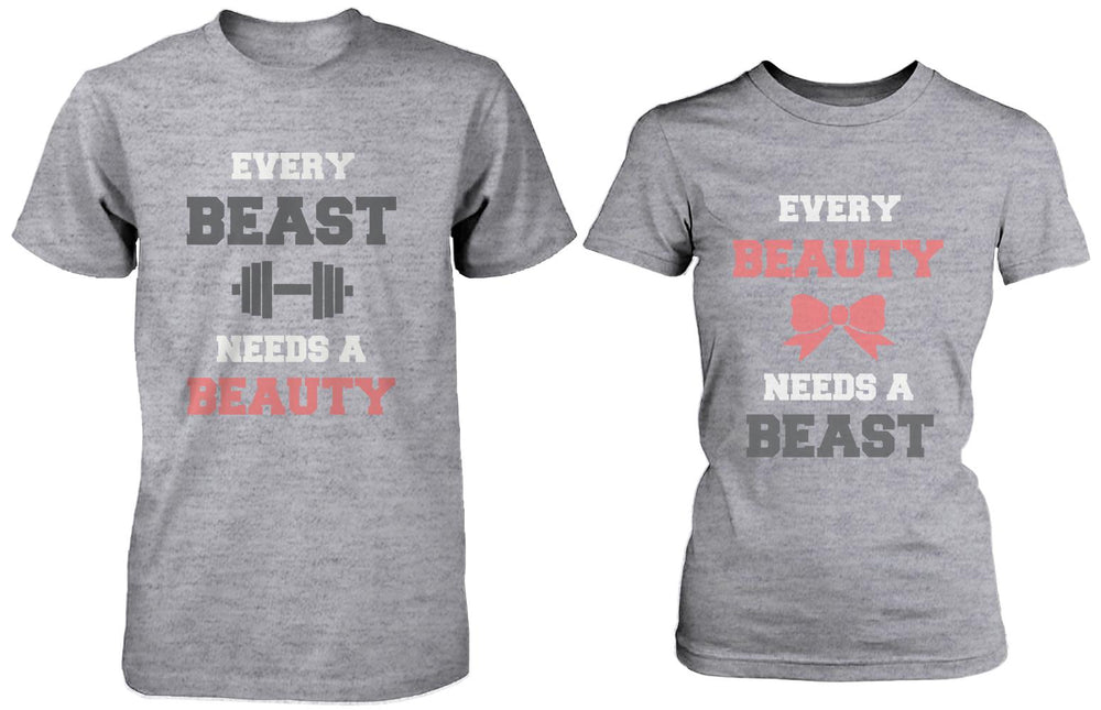 Every Beauty Needs A Beast Matching Couple Shirts in Grey (Set)