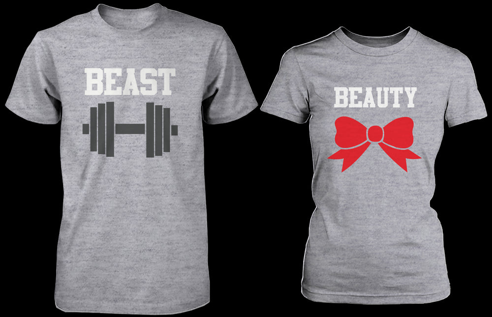 Beauty & Beast Matching Couple Shirts in Grey (Set)