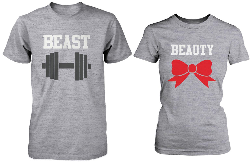 Beauty & Beast Matching Couple Shirts in Grey (Set)