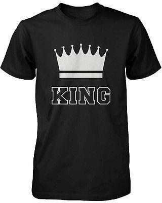 Cute Matching Couple T-Shirts in Black - King and Queen - 100% Cotton