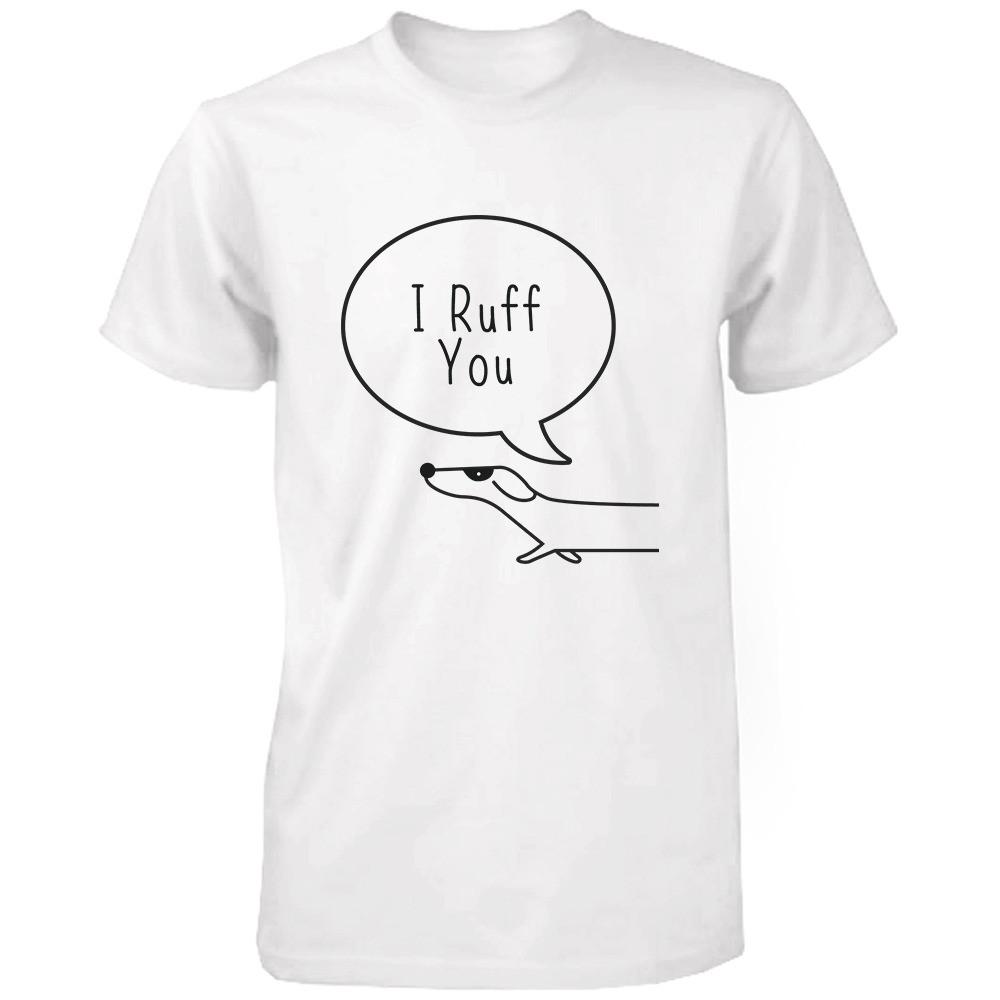 I Ruff You I Meow Funny Cat Dog Pun Matching Couple T-Shirts Valentines Day Gift