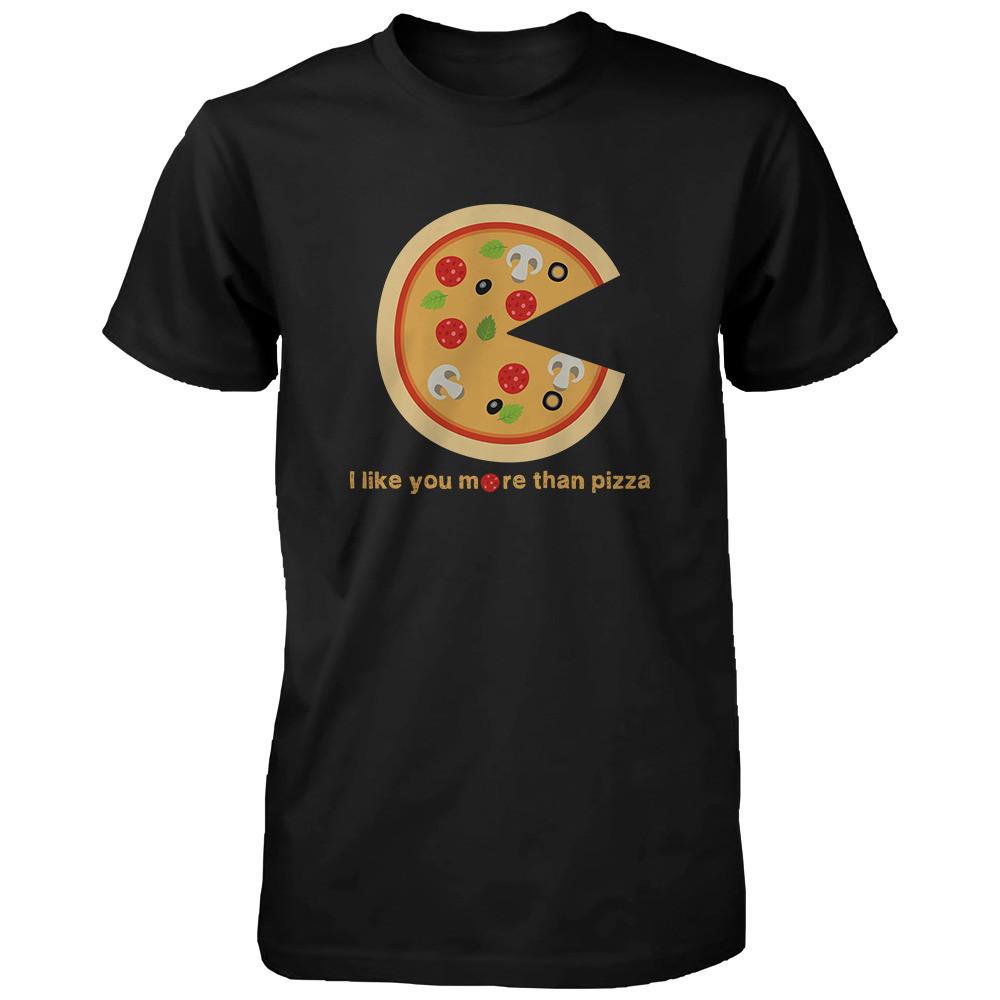 I Like You More Than Pizza Matching Couple T-Shirts Valentines Day Gift Foodies