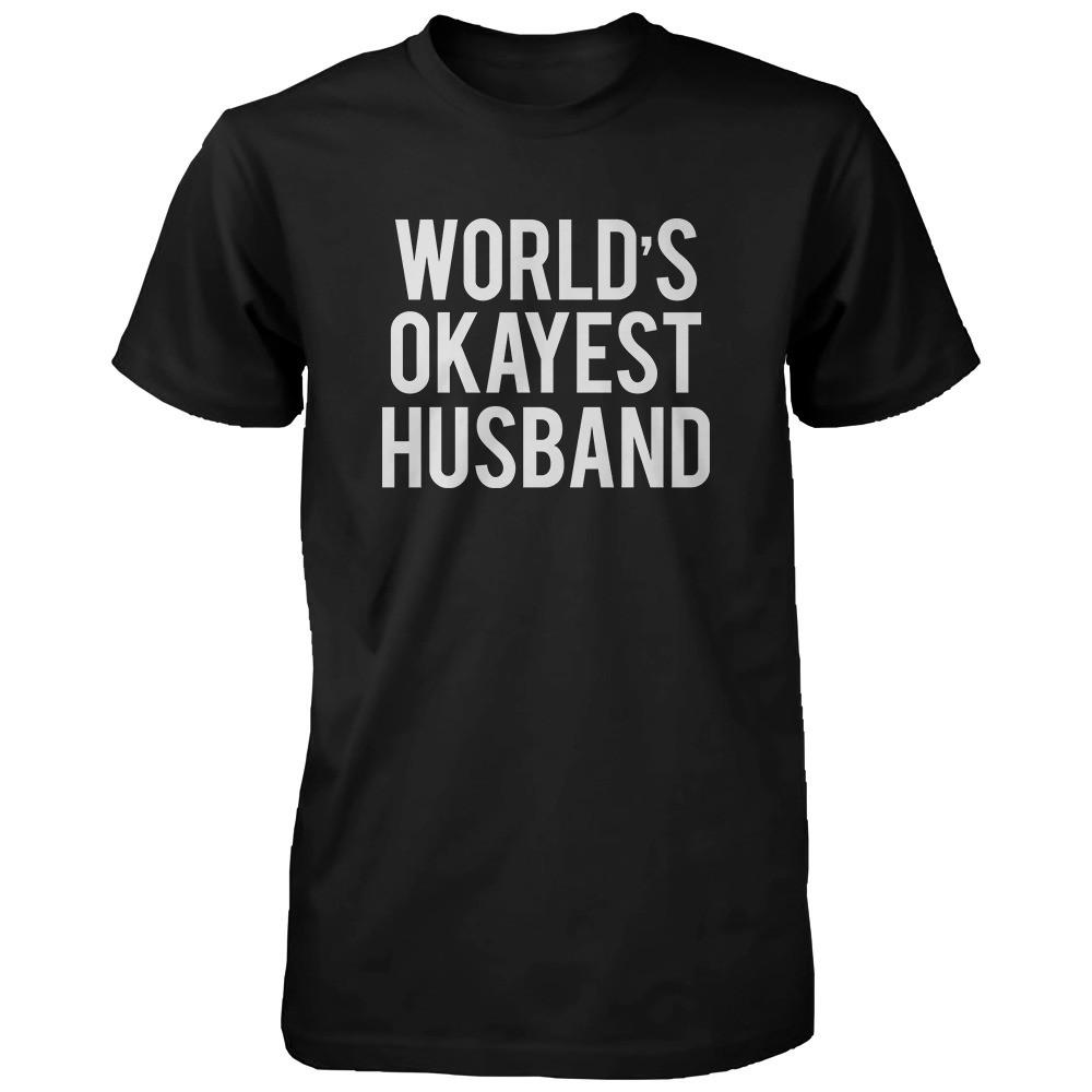 Cute World's Okayest Husband Wife Funny Matching Couple Shirts Gift