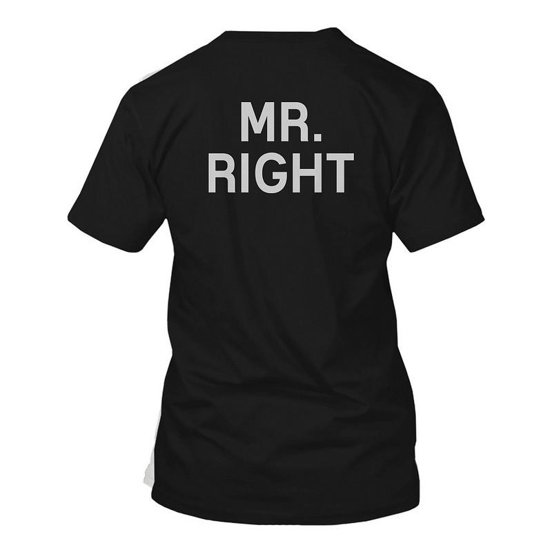 Mr Right and Mrs Always Right Black and White Back Print Couple Matching T-shirts