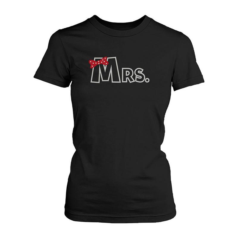 Mr and Mrs Ribbon Couple T-shirts Cute Matching Couple Tee Wedding Gifts Ideas