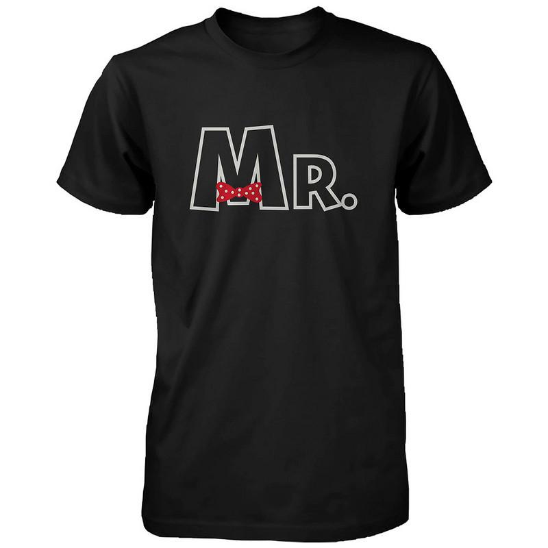 Mr and Mrs Ribbon Couple T-shirts Cute Matching Couple Tee Wedding Gifts Ideas