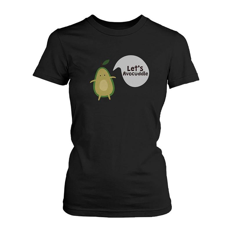 Let's Avocuddle Cute Couple Shirts Matching Avocado Black Tshirts Set Funny Tees