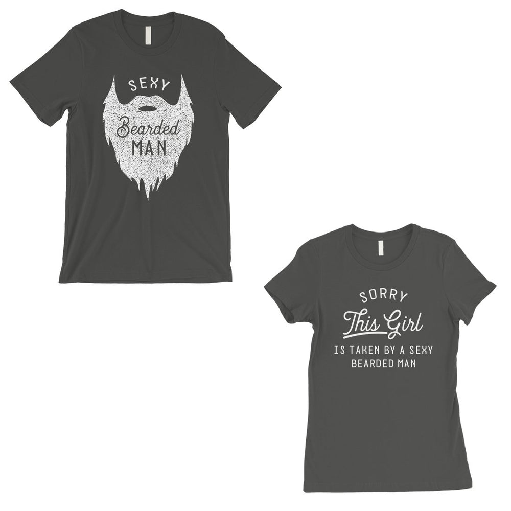 Taken By Sexy Bearded Man Matching Couple Gift Shirts Cool Grey