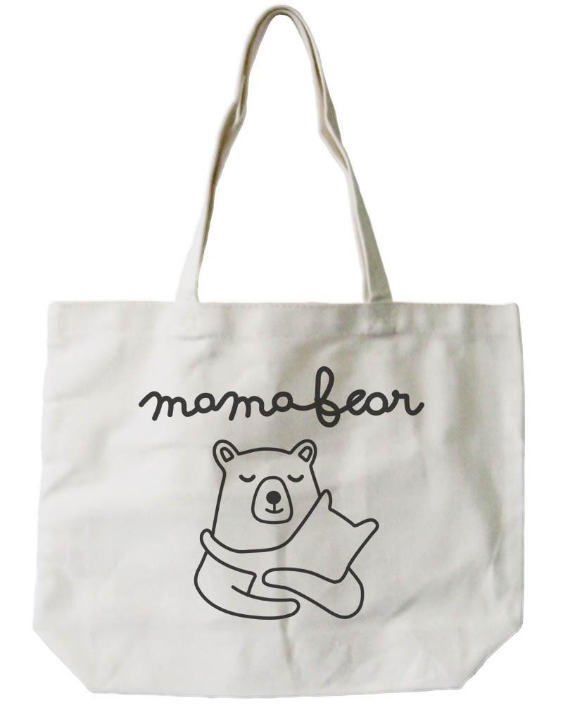 Mamabear Women's 100% Cotton Canvas Tote Bag, Reusable Eco-bag