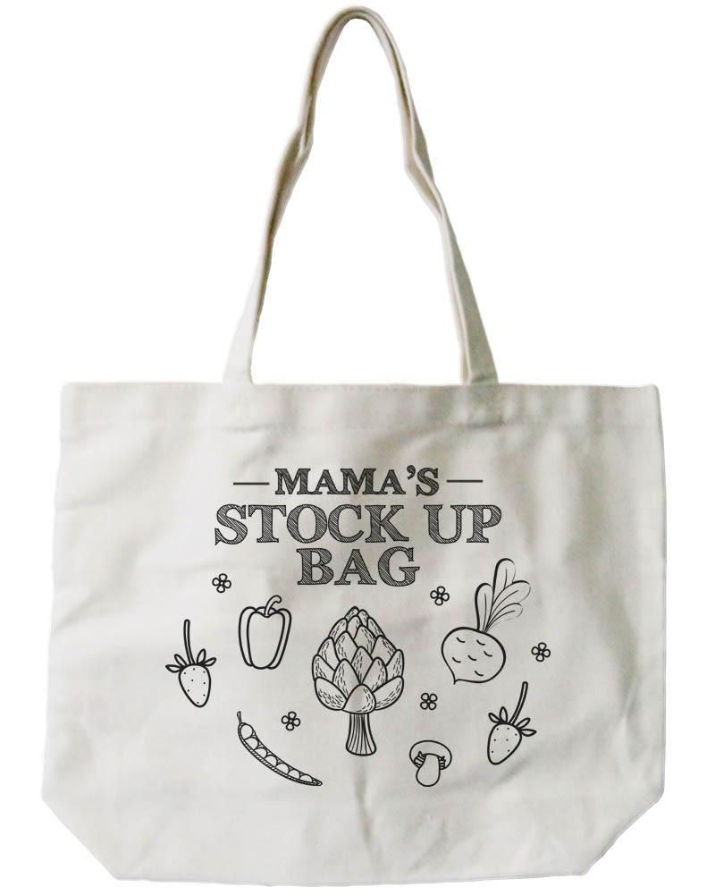 Mama's Stock Up Bag Women's 100% Cotton Canvas Tote Bag, Reusable Eco-bag