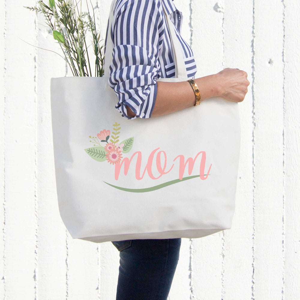 Mom Canvas Bag With Flower Grocery Diaper Bags Mothers Day Gifts For Mother