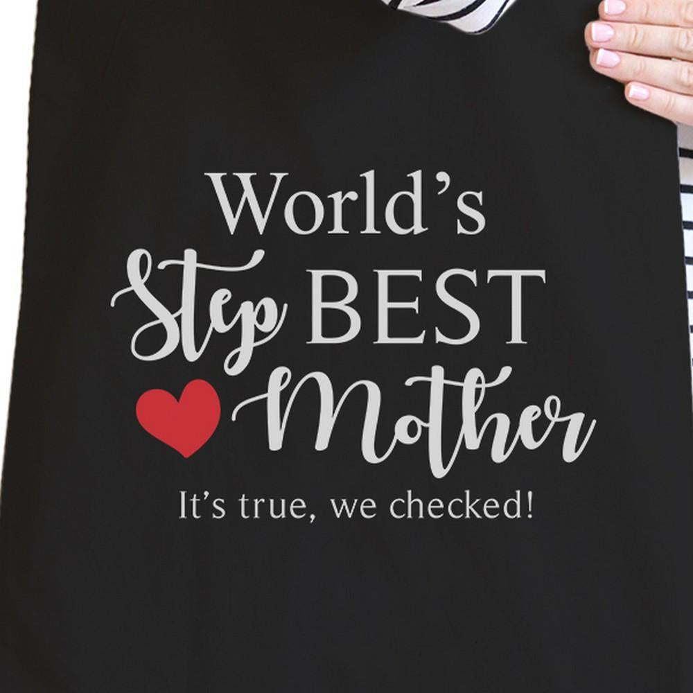 World's Best Stepmother Black Canvas Shoulder Bag Gift For Stepmoms