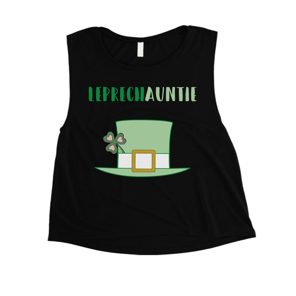 Leprechauntie Aunt Gift Womens Cute Crop Tank Top St Paddy's Day