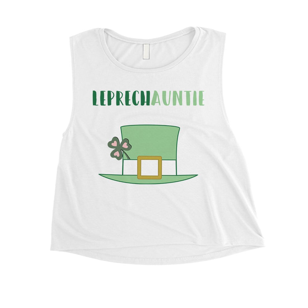 Leprechauntie Aunt Gift Womens Cute Crop Tank Top St Paddy's Day