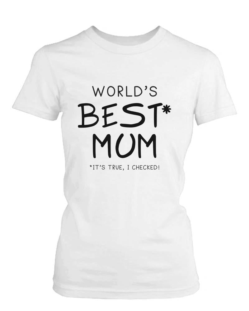 World's Best Mom White Cotton Graphic T-Shirt - Cute Mother's Day Gift Idea