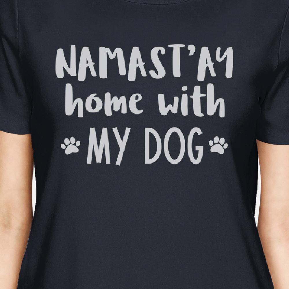 Namastay Home Women's Navy Cotton Graphic Tee Gifts For Dog Owners