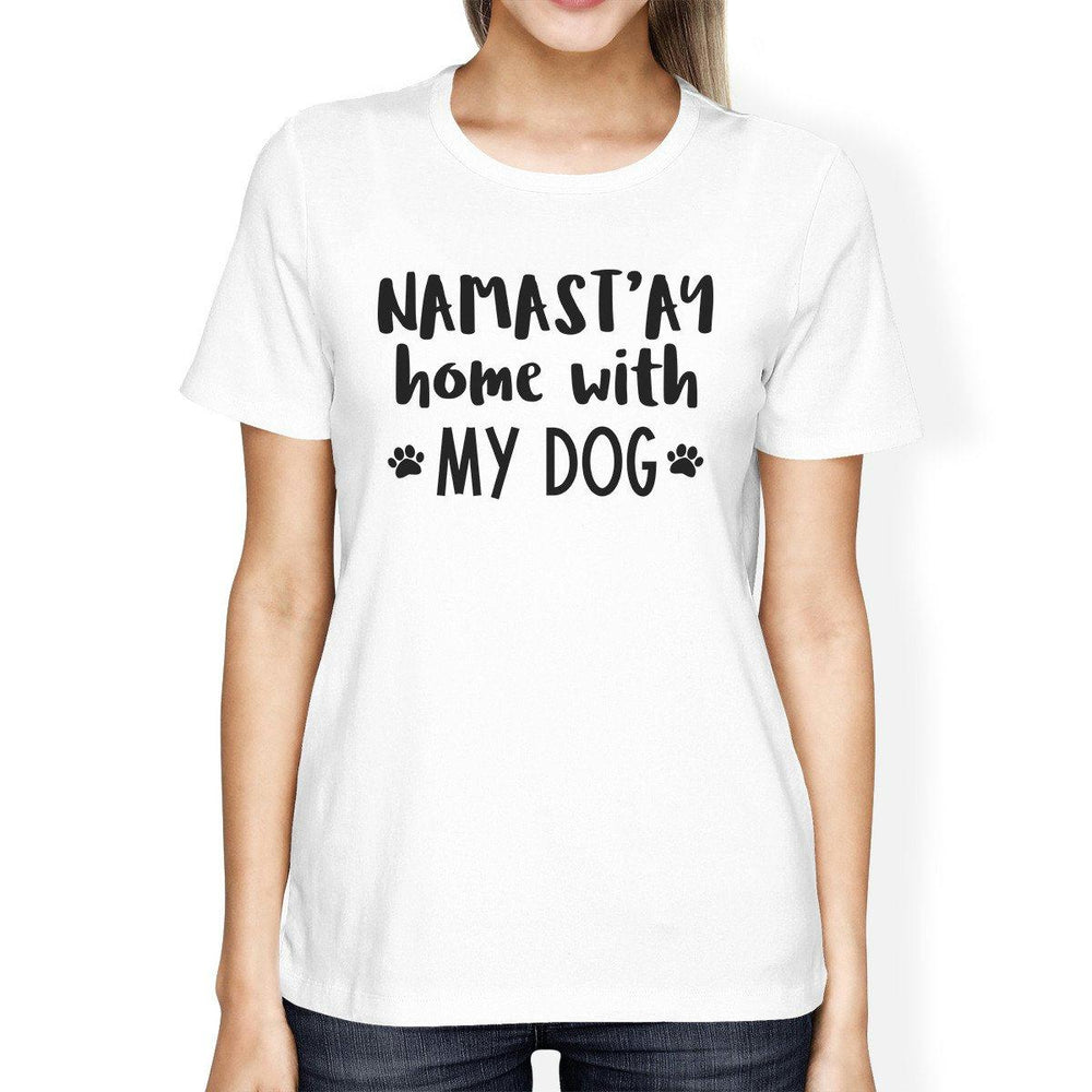 Namastay Home Women's White Crew Neck T-Shirt Unique Design For Her