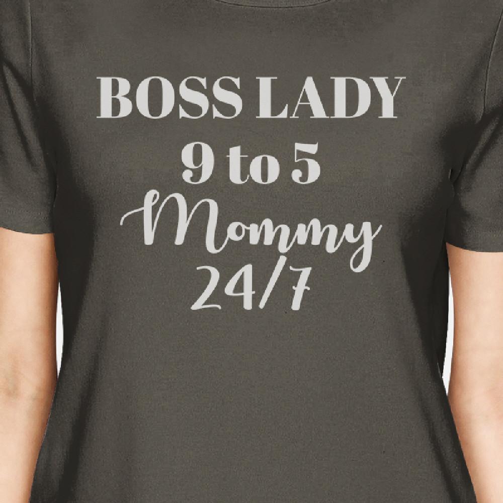 Boss Lady Mommy Women's Dark Grey Cotton T Shirt Funny Design Tee