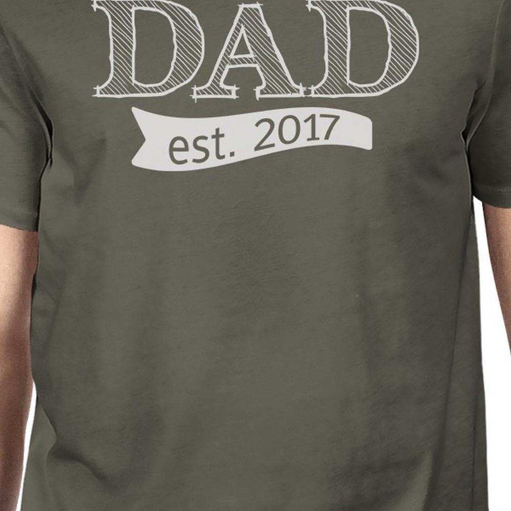 Dad Est 2017 Mens Dark Grey Graphic Tee Funny Gift Ideas For Dad