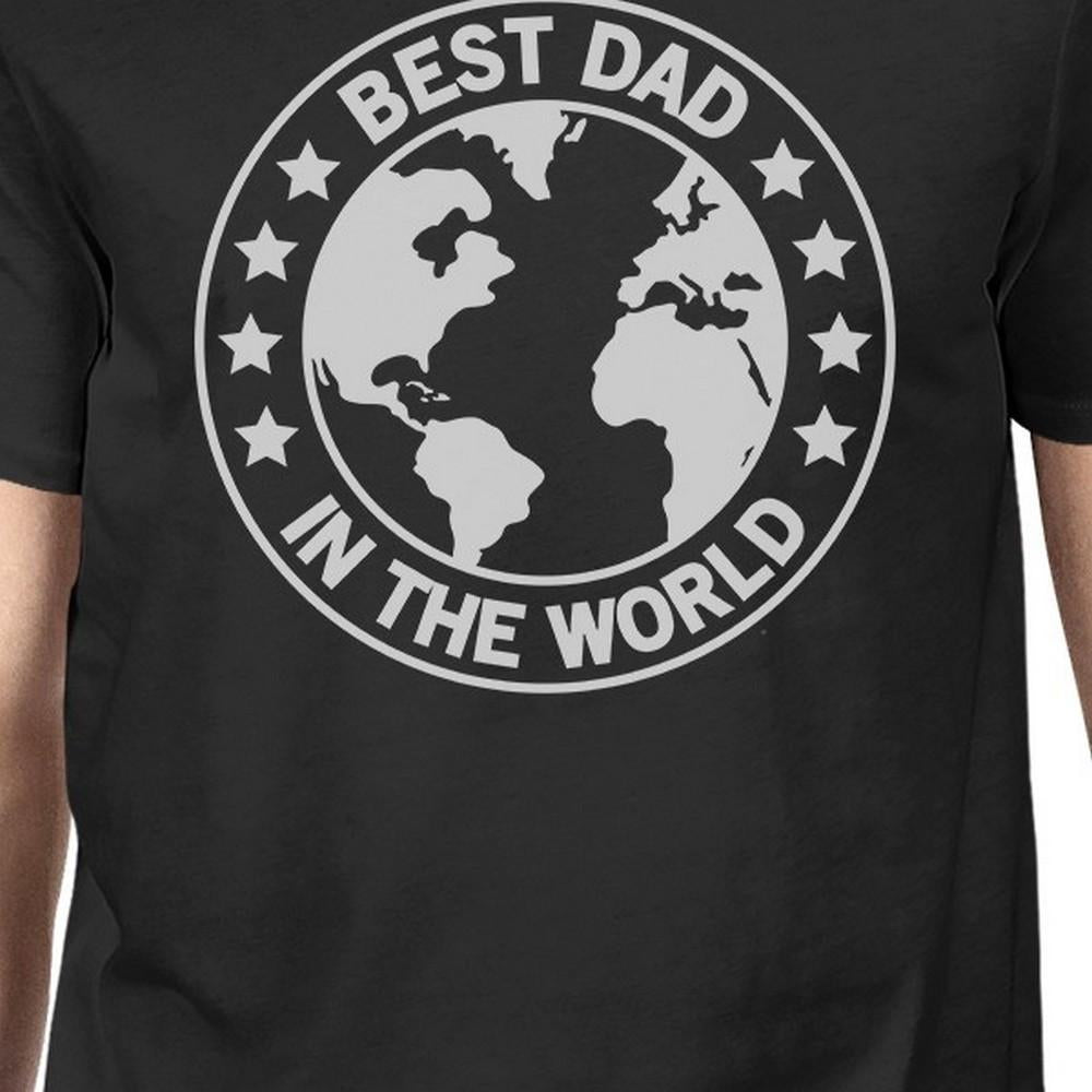 World Best Dad Mens Black Round Neck Tee Unique Graphic Top For Dad