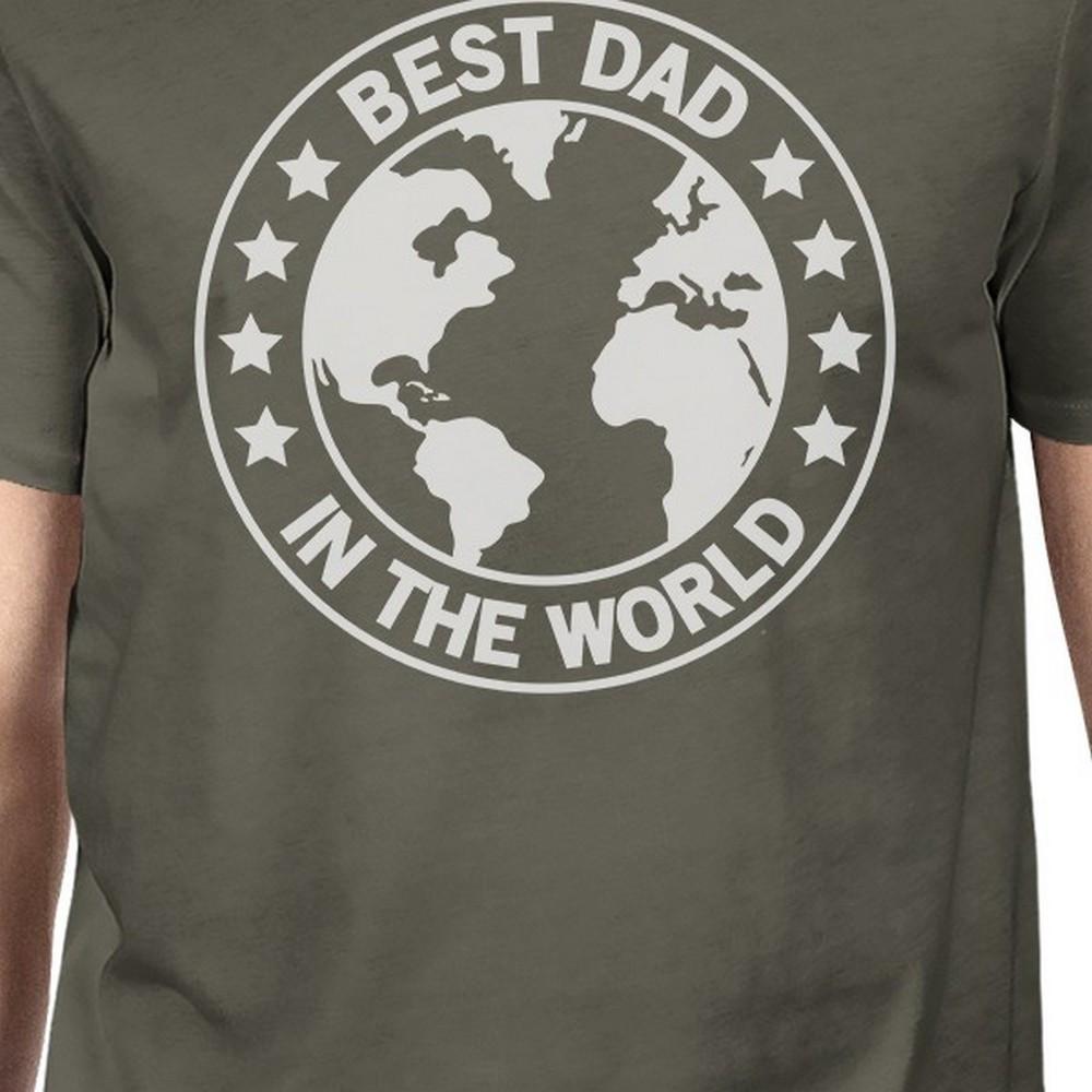 World Best Dad Mens Dark Grey Cotton Tee Shirts Funny Graphic Tee