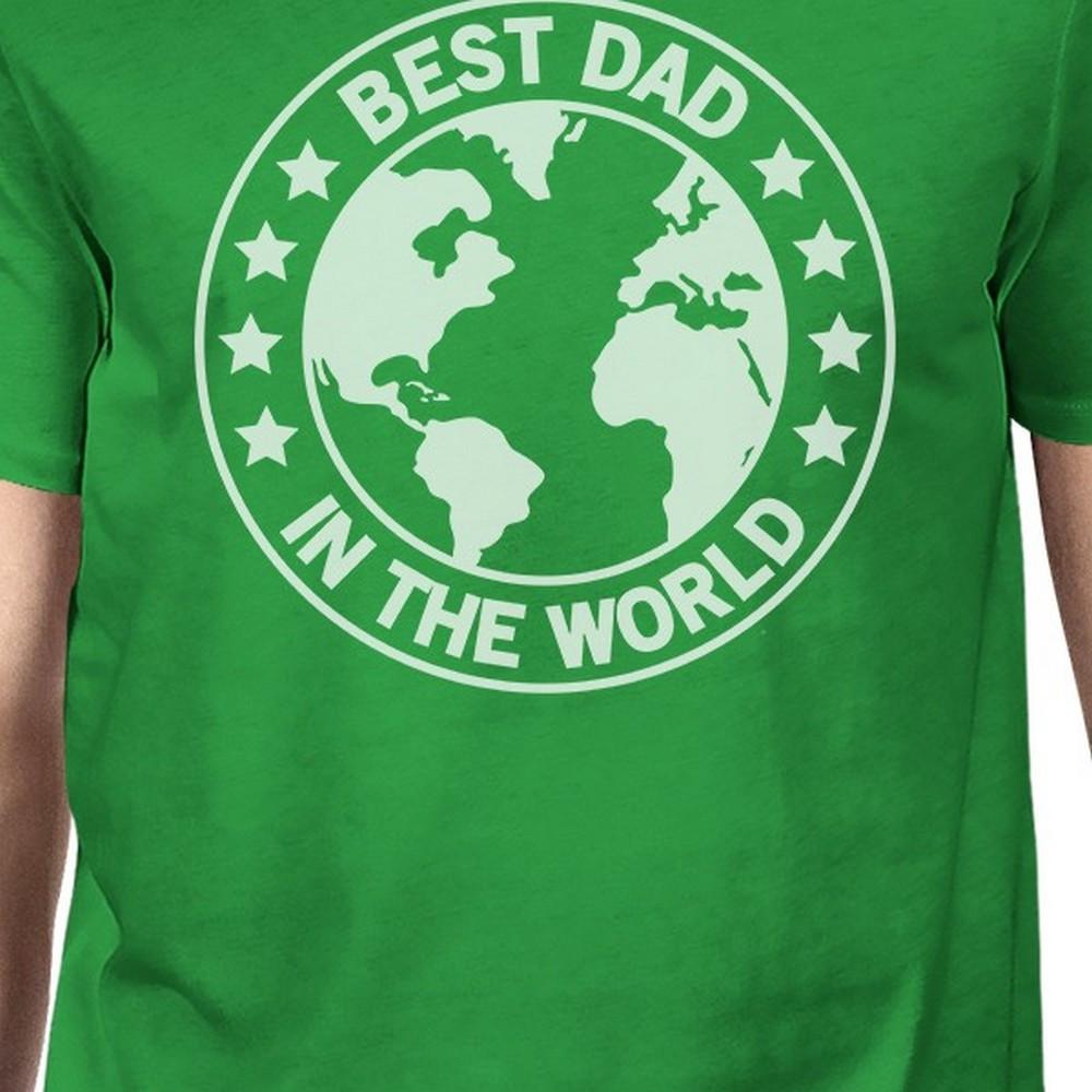 World Best Dad Mens Green Funny Graphic T-Shirt Fathers Day Gifts