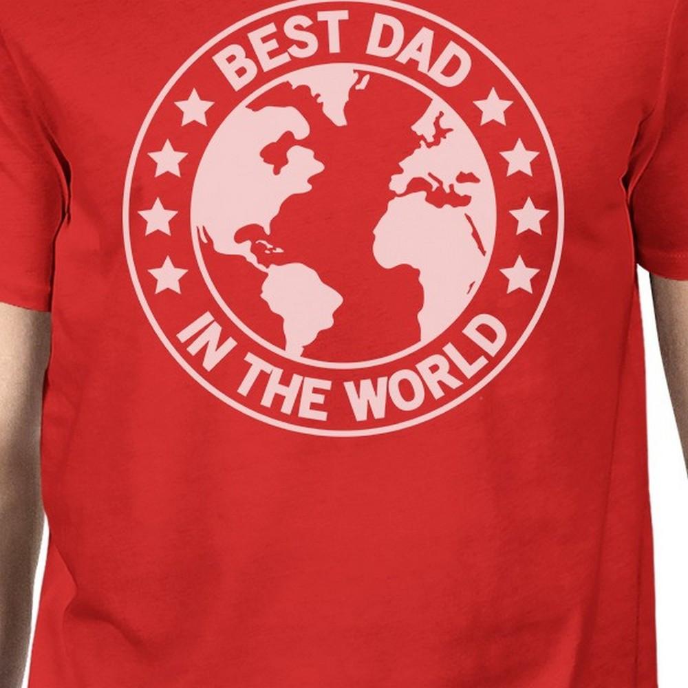 World Best Dad Mens Red Cotton T-Shirt Unique Design Tee For Dad