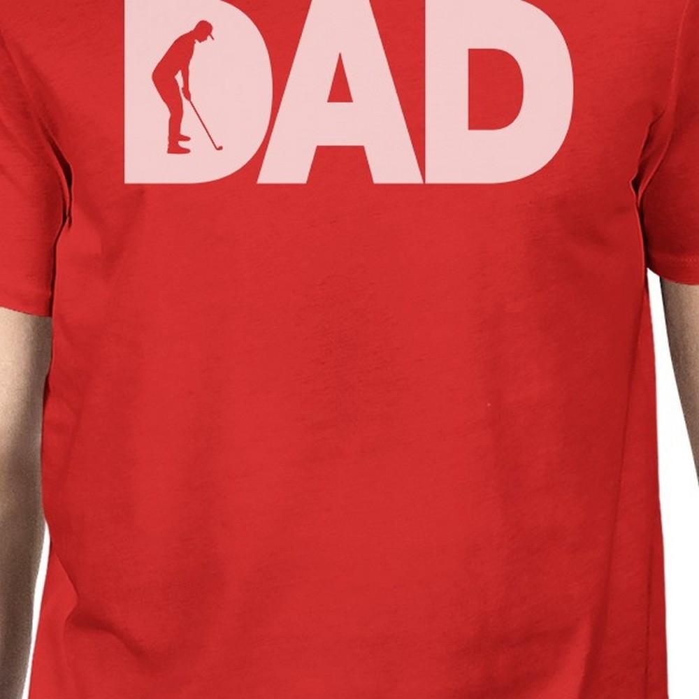 Dad Golf Mens Red Cotton Graphic Tee Unique Design T-Shirt For Dad