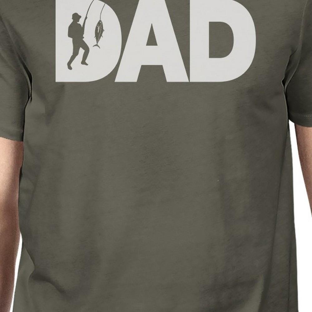 Dad Fish Mens Dark Grey Unique Design T-Shirt Gifts For Fishing Dad