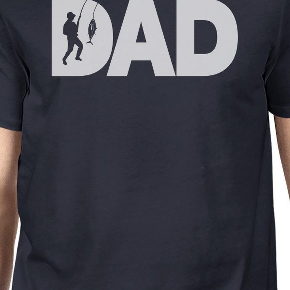 Dad Fish Navy Cotton T-shirt For Men Birthday Gifts For Dad