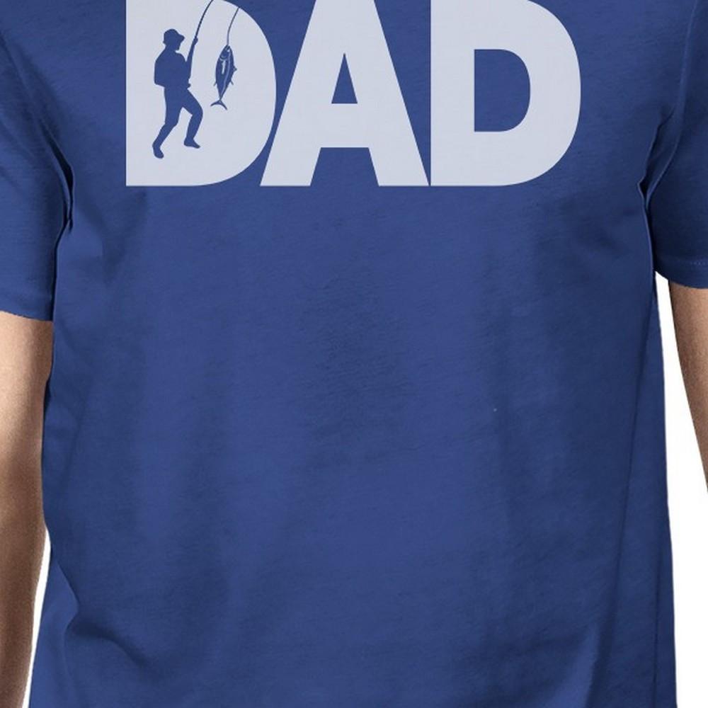 Dad Fish Mens Blue Summer Cotton Tee Funny Fishing Dad Design Top