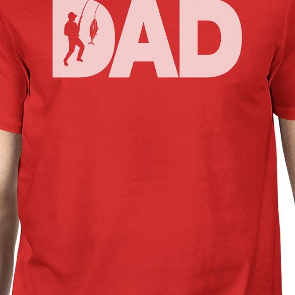 Dad Fish Mens Red Round T-Shirt Fathers Day Gift For Fishing Lovers